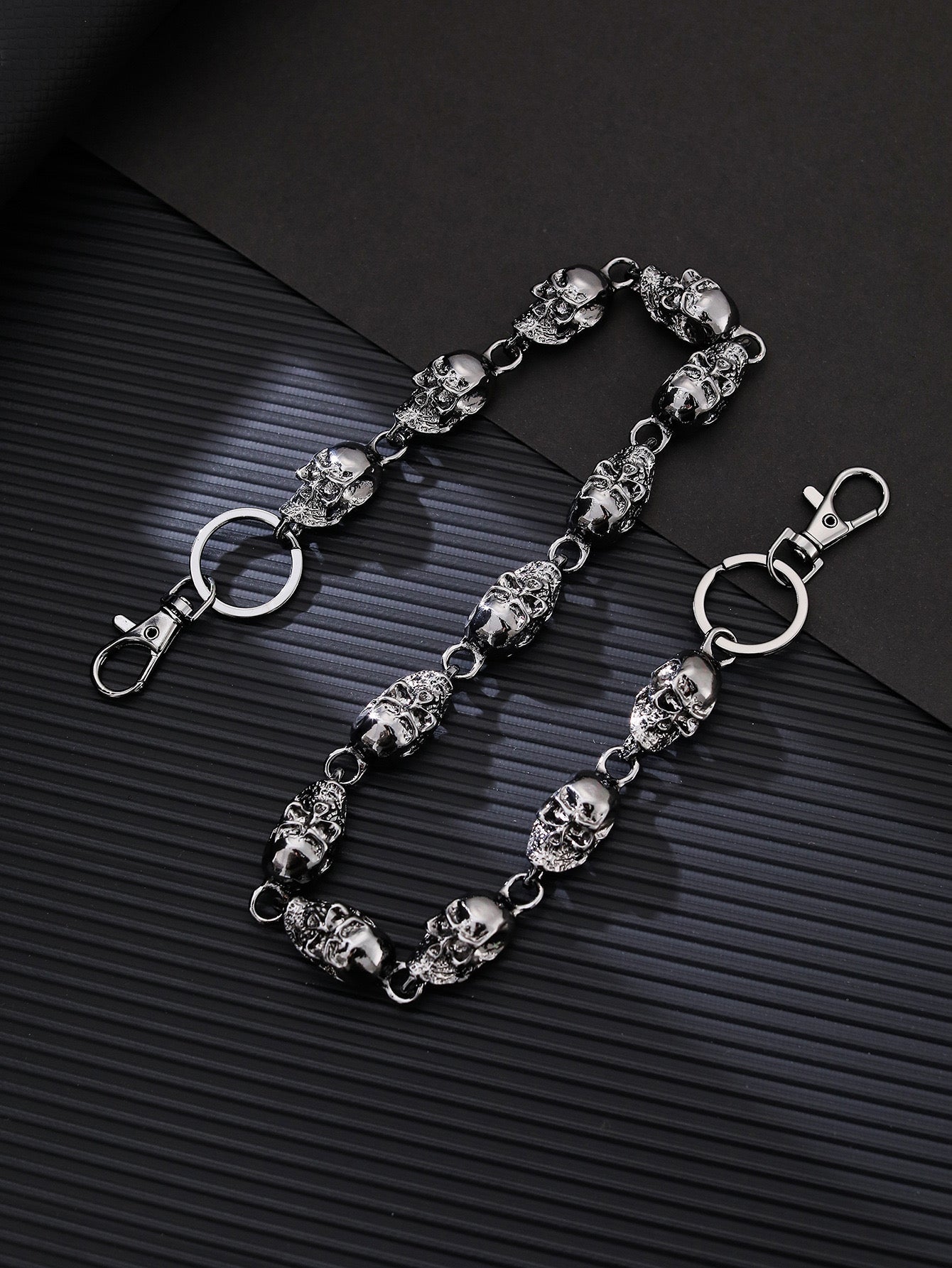 Gunmetal Black Metal Skull Jeans Wallet Chain Hip Hop Punk Dark Style Unisex Accessory