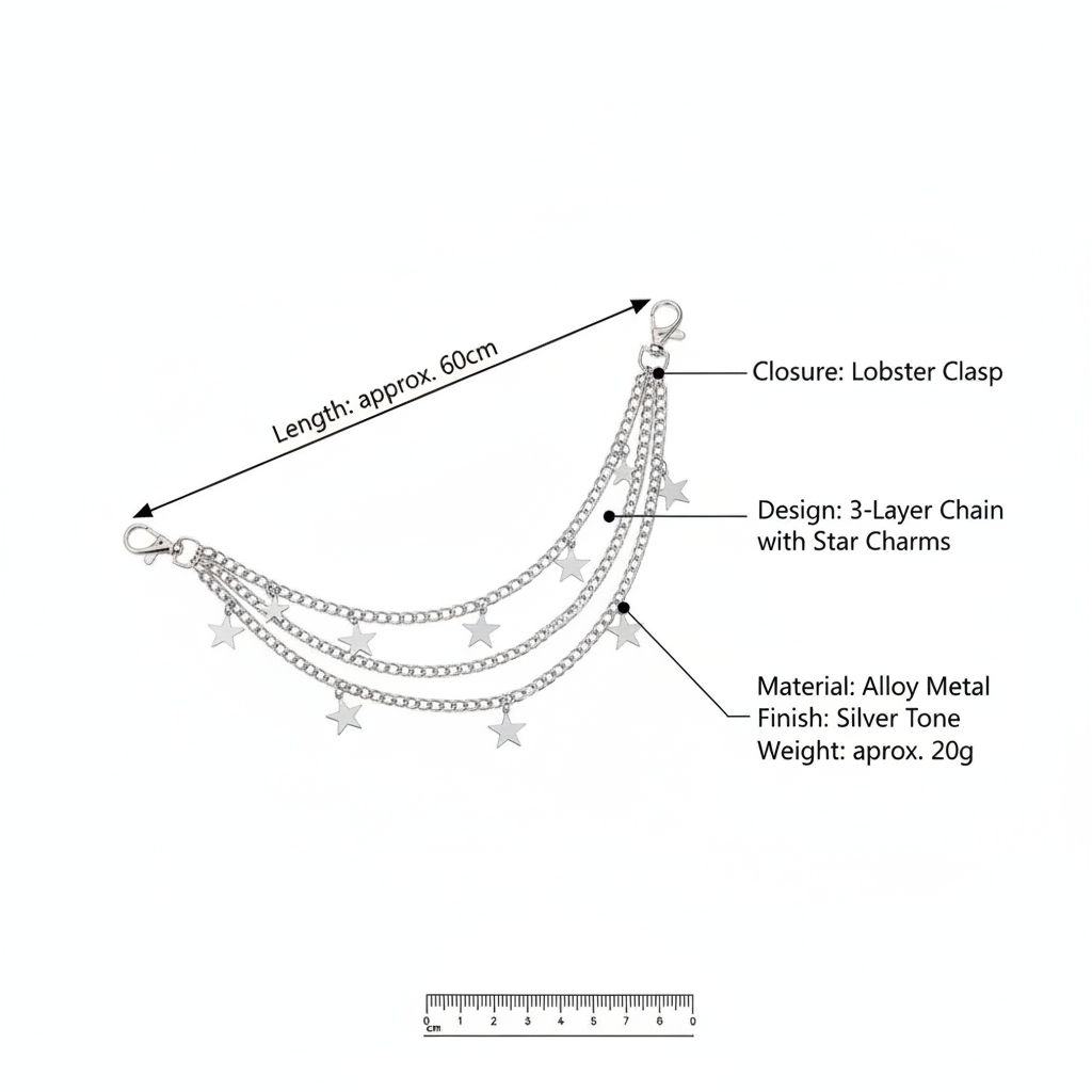 Multi-Layer Star Charm Trouser Chain Waist Chain with Lobster Clasp