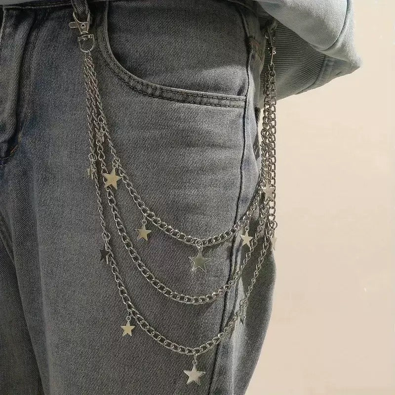 Multi-Layer Star Charm Trouser Chain Waist Chain with Lobster Clasp