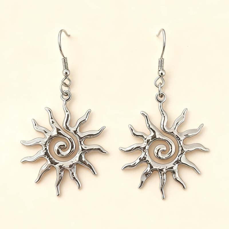 Handmade Spiral Sun Dangle Earrings