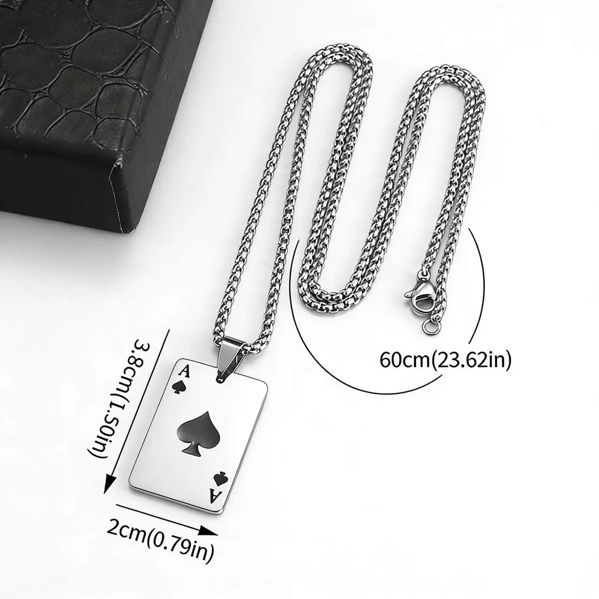 Minimalist Stainless Steel Ace of Spades Playing Card Pendant Necklace for Men Women