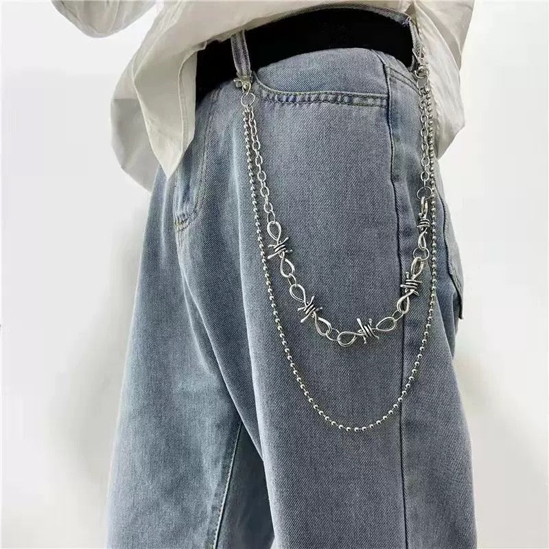 Barbed Wire Trouser Chain Waist Chain Bag Charm with Lobster Clasp