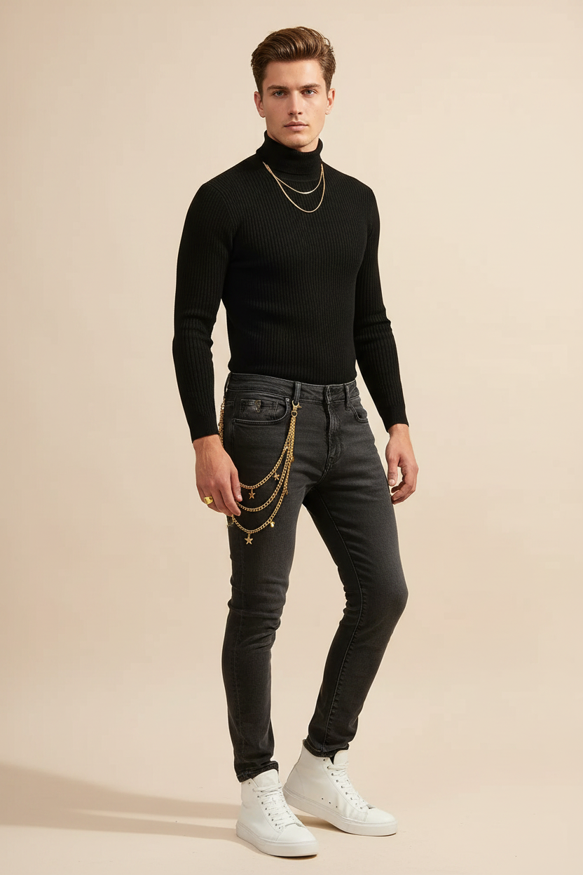 Multi-Layer Gold Star Charm Trouser Chain Waist Chain with Lobster Clasp