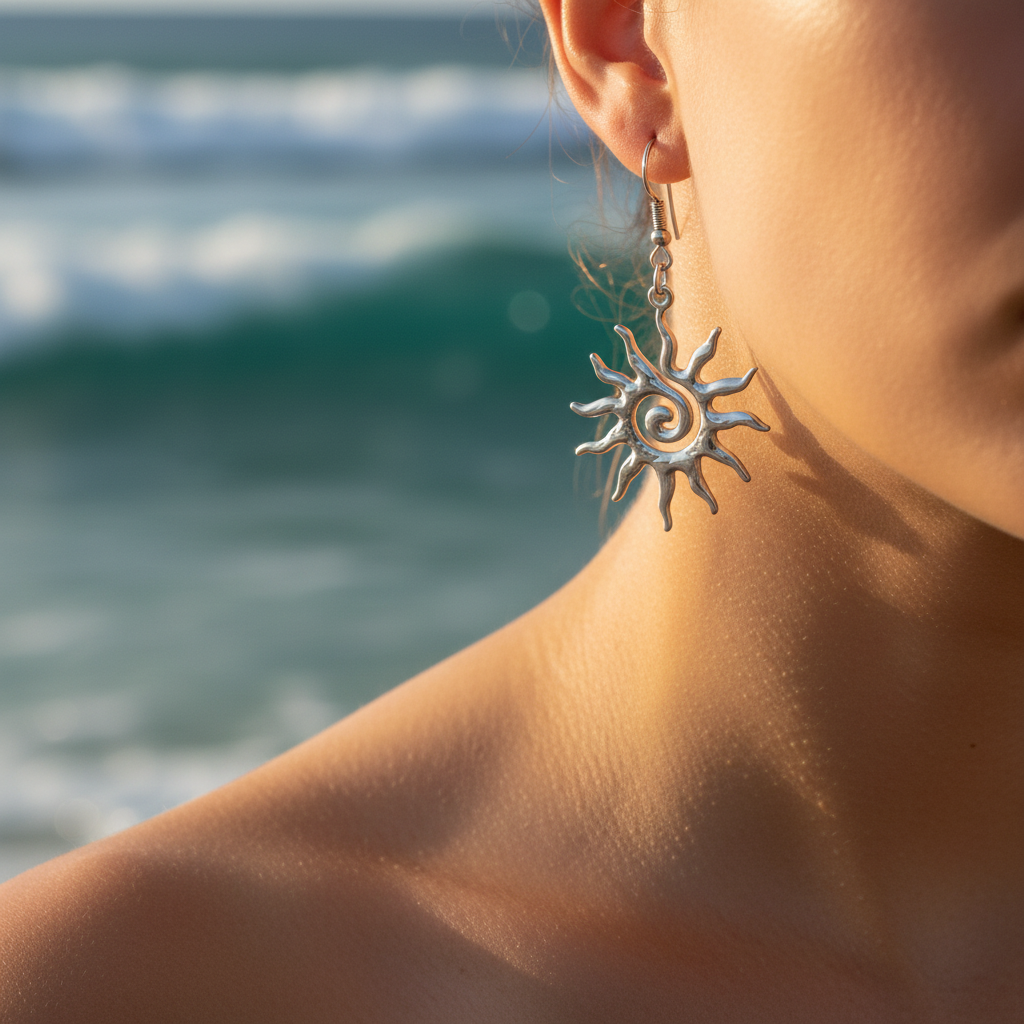 Handmade Spiral Sun Dangle Earrings