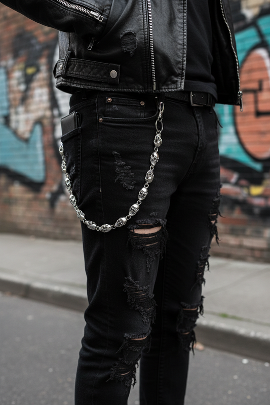 Silver Metal Skull Jeans Wallet Chain Hip Hop Punk Dark Style Unisex Accesso