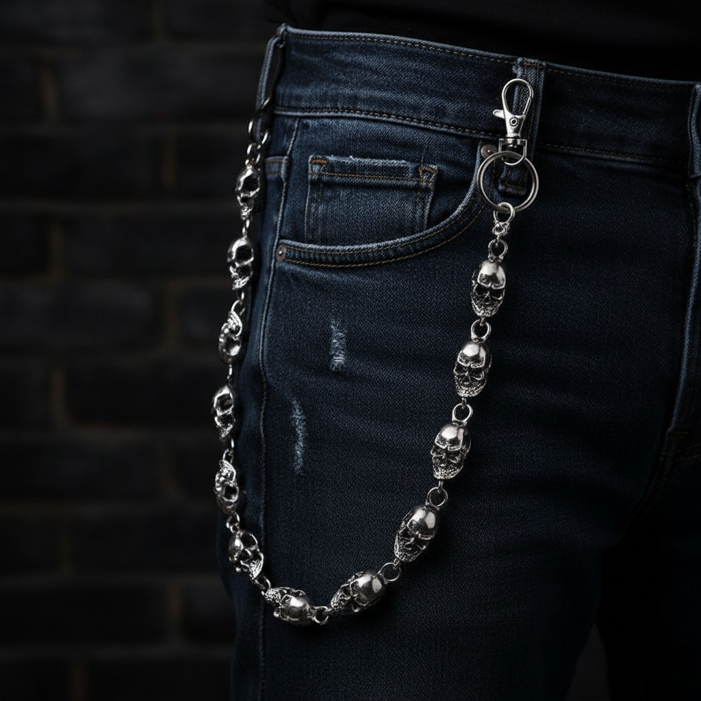 Silver Metal Skull Jeans Wallet Chain Hip Hop Punk Dark Style Unisex Accesso