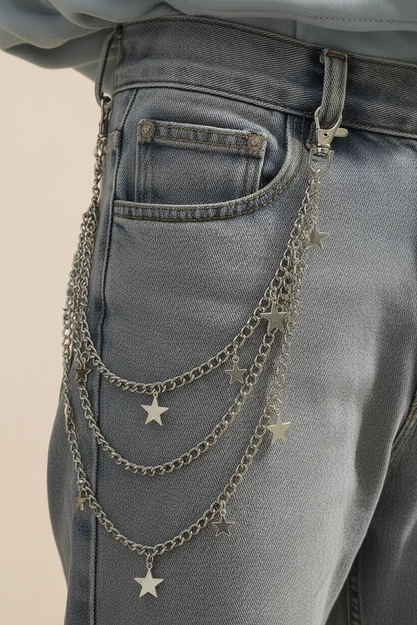 Multi-Layer Star Charm Trouser Chain Waist Chain with Lobster Clasp
