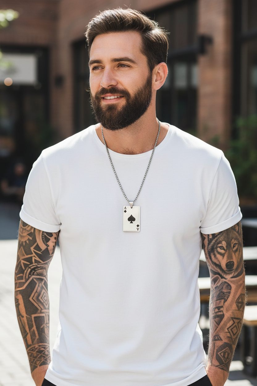 Poker Necklace - Tattooed Male