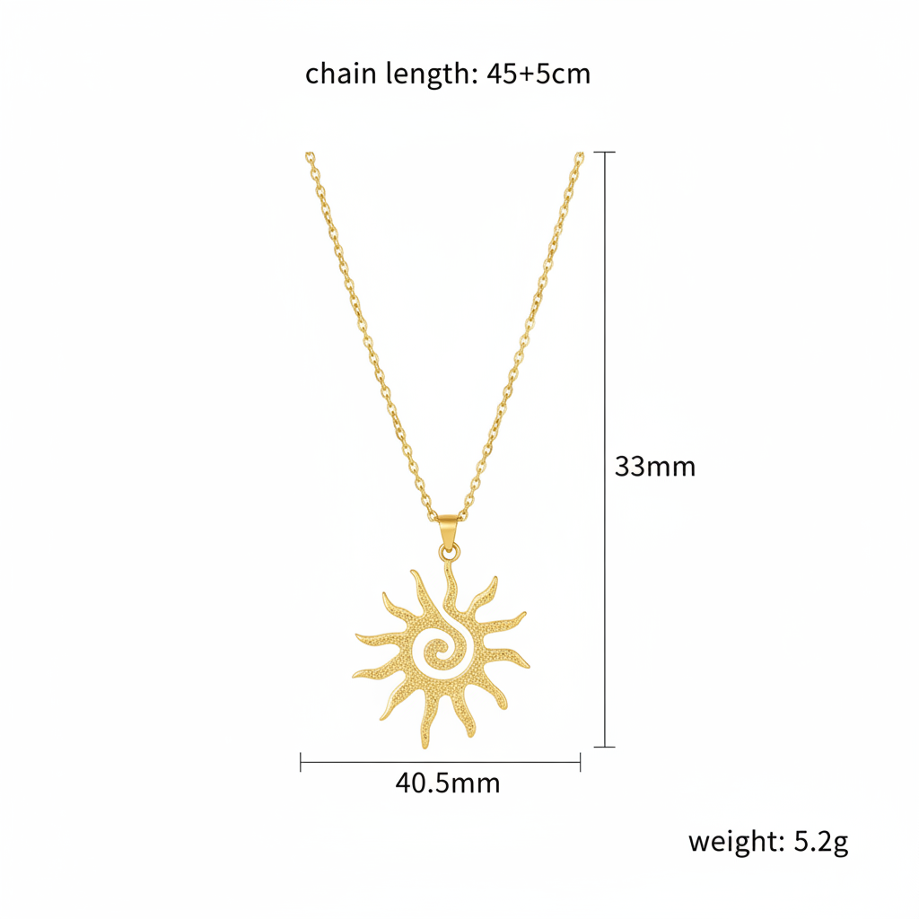 Sun Necklace Size Chart - Updated