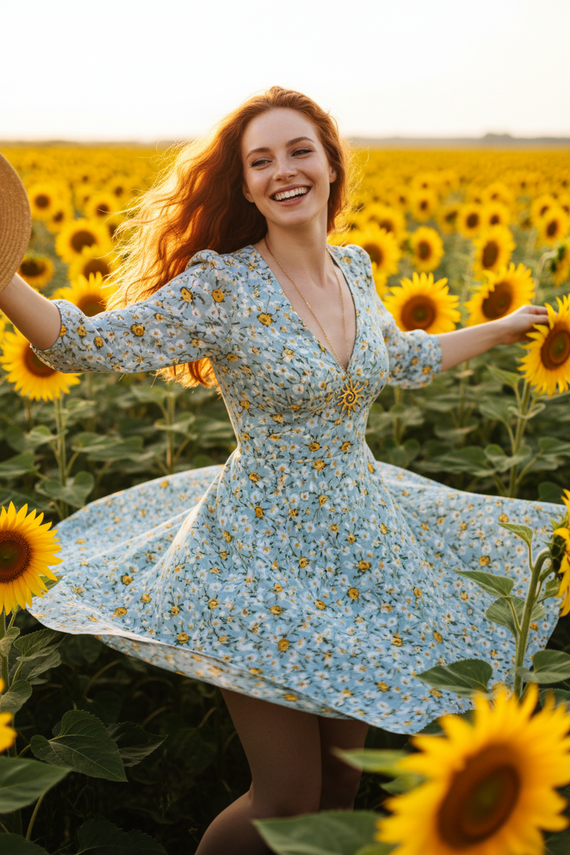 Sun Necklace - Sunflower Field